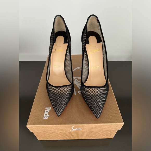 Christian Louboutin Fishnet Suede Follies Resille 100 Pumps - 38.5 - Picture 2 of 7